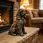 Statue réaliste de cocker spaniel assis pour la décoration extérieure de la maison