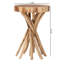 Table de bout en teck naturel avec base de sculpture bohémienne