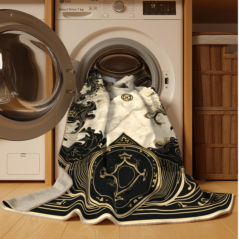 Tapis en marbre beige lavable à la machine Orlena, 7 x 9
