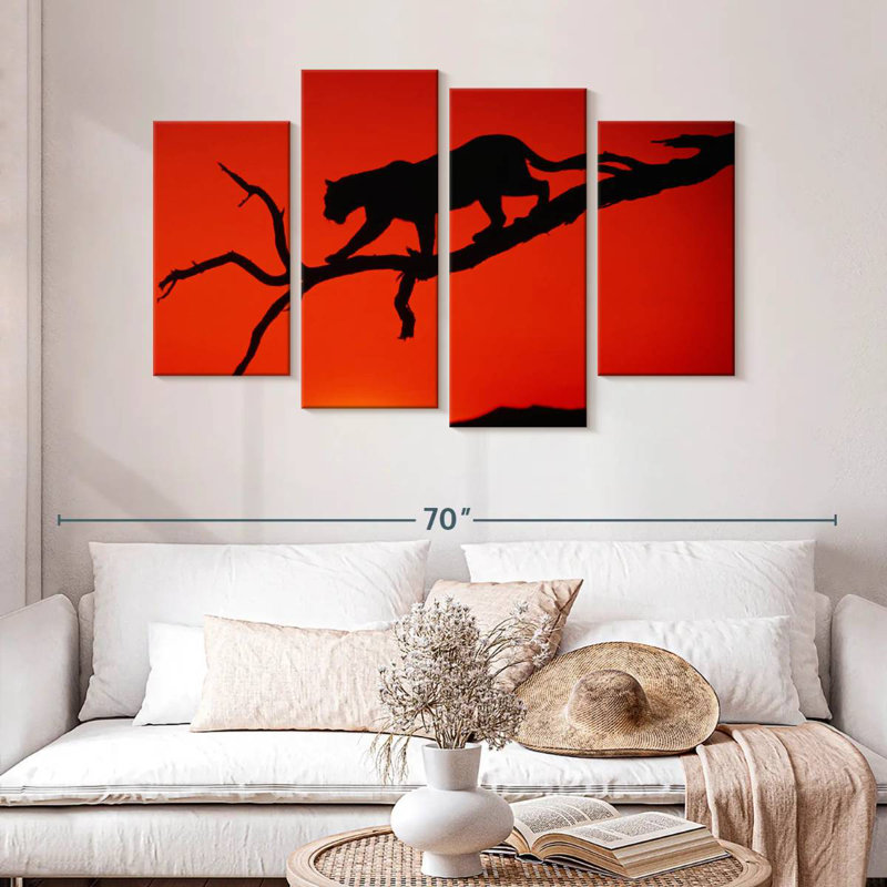 Brampt Red Silhouette Leopard, 32" H x 52" W