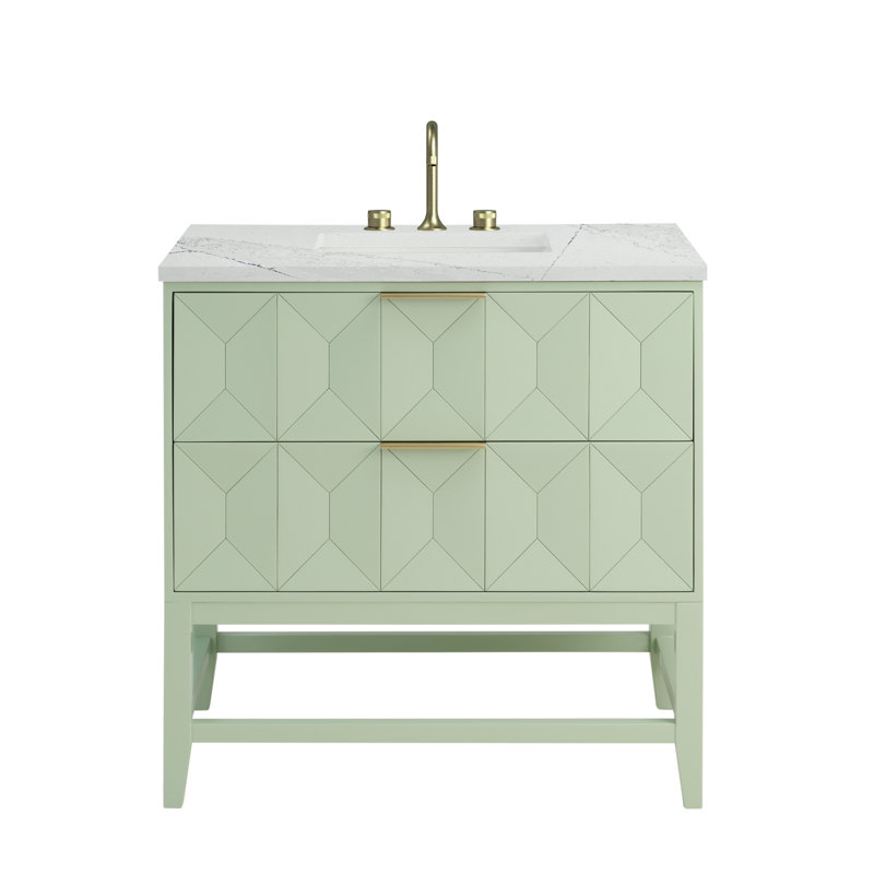 Emmeline 36'' W Single Vanity, Ethereal Noctis, 8" Widespread, Pistachio