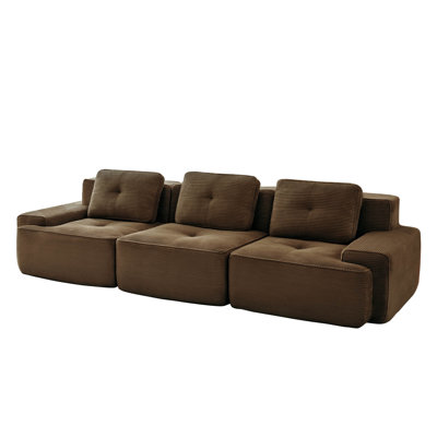 115" Oversized Corduroy Fabric Boneless Modular Sofa