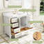 Meuble-lavabo autoportant en bois massif l 84 po x H 35 po avec comptoir en marbre de culture blanc de Carrare et double lavabo en céramique, blanc-820134548-820134553