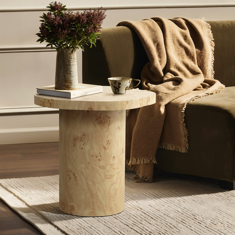 19.3-Inch Tall MDF Wood End and Side Table with Irregular Shape Top