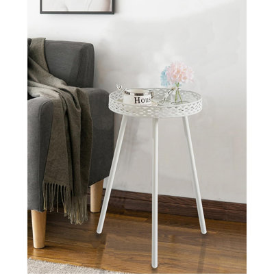 Petite table de bout ronde pour le salon - blanc