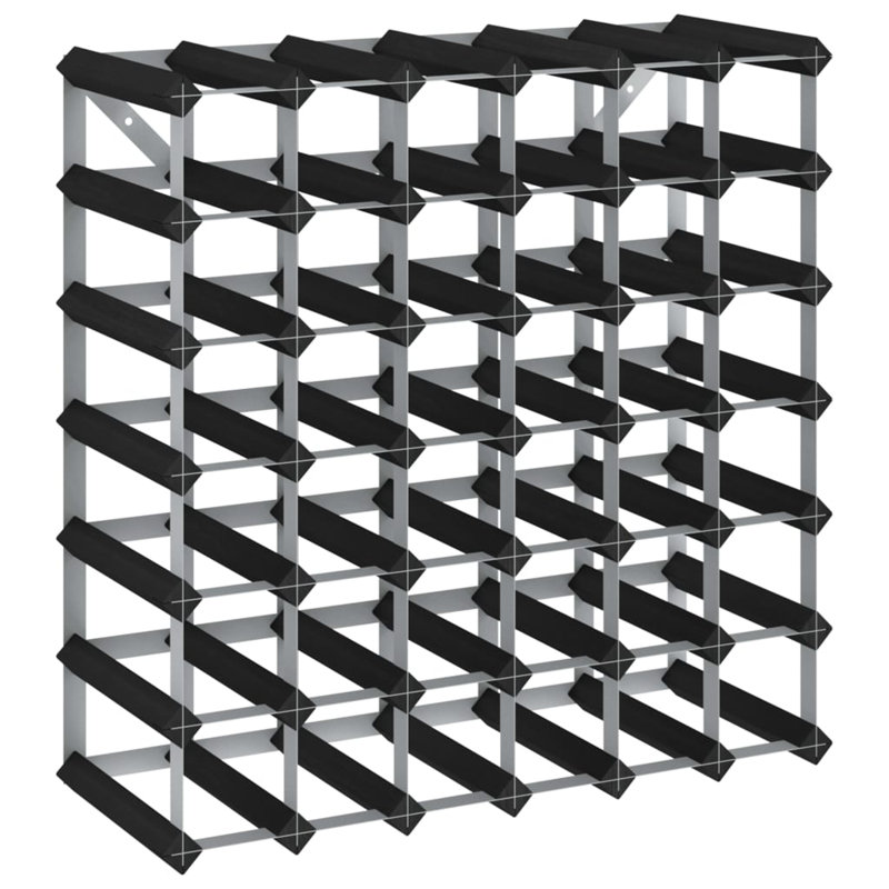 Elodie 42 Bottle Solid Wood Floor Wine Bottle & Glass Rack in Black