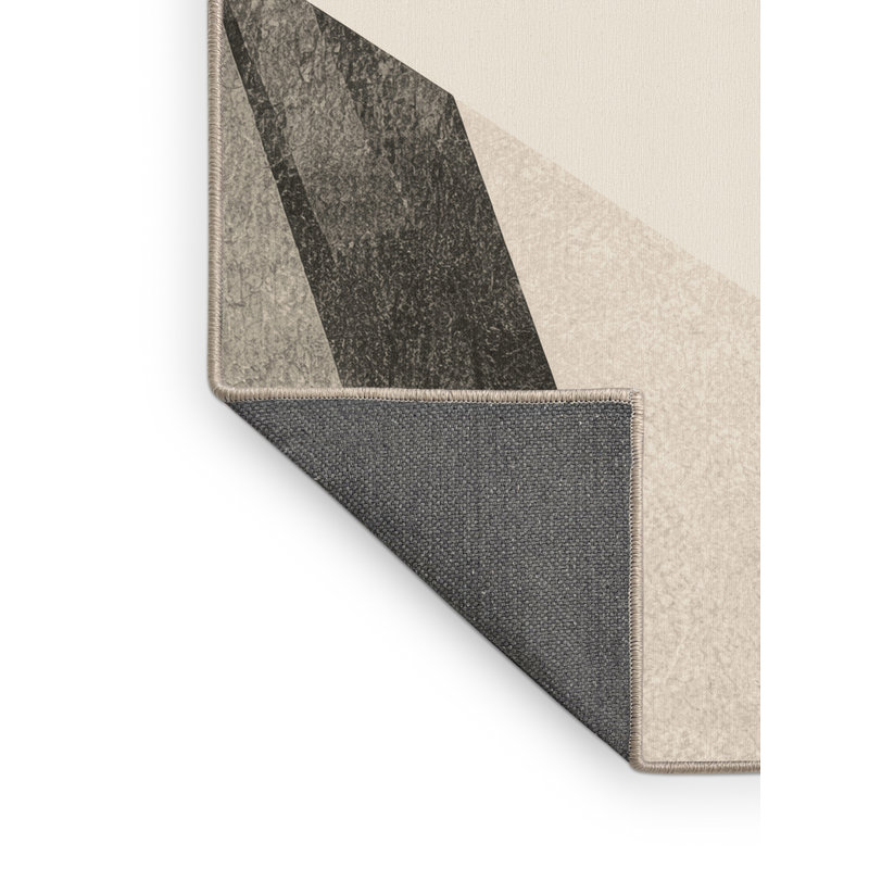 Tapis beige moelleux doux à motif géométrique minimaliste Kamena, 3 x 5