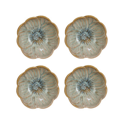 Stoneware Flower Bowl with Reactive Glaze