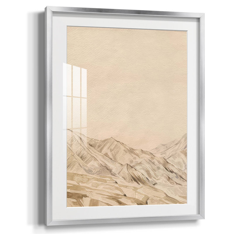 Twilight Peaks I, Papier avec cadre argenté, Blanc