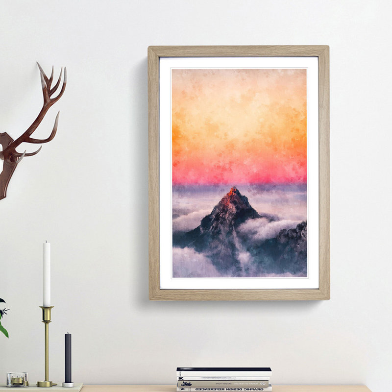 The Top of Matterhorn Mountain - Picture Frame Painting Print, 45cm H x 33cm W x 2cm D, Oak Framed