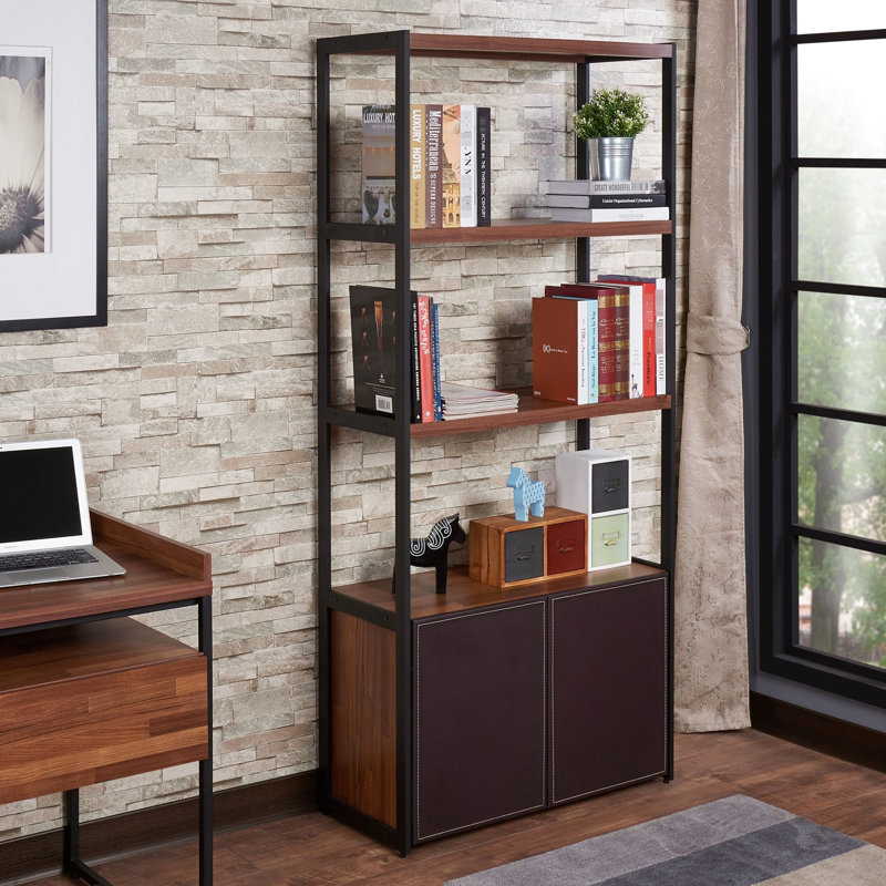 Sara Walnut & Sandy Black Finish Bookshelf