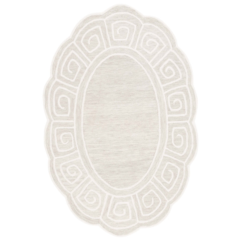 Tapis géométrique en laine / coton touffeté à la main Novalty Polygala, Ovale 6 pi x 9 pi