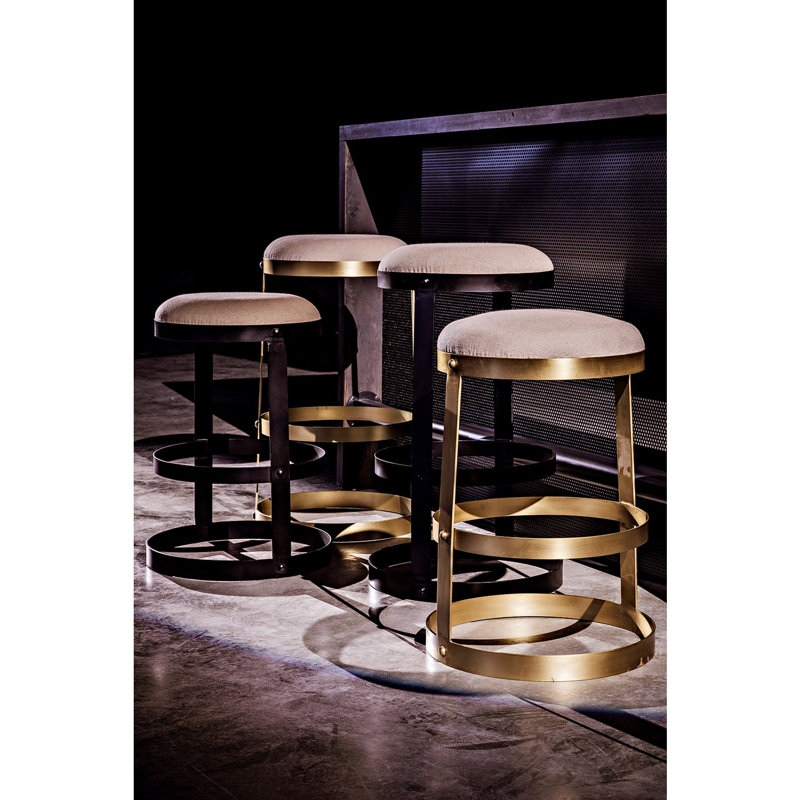 Dior Metal Bar & Counter Stool, Bar Stool (31" Seat Height), Antique Brass