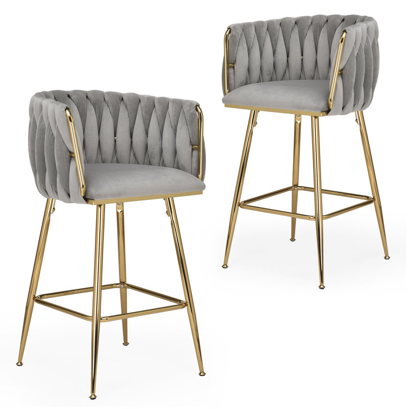 Ensemble de 2 tabourets de bar à hauteur de comptoir, Gris