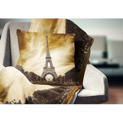 Paris Eiffel Towerin Grey Shade - Cityscape Printed Pillow