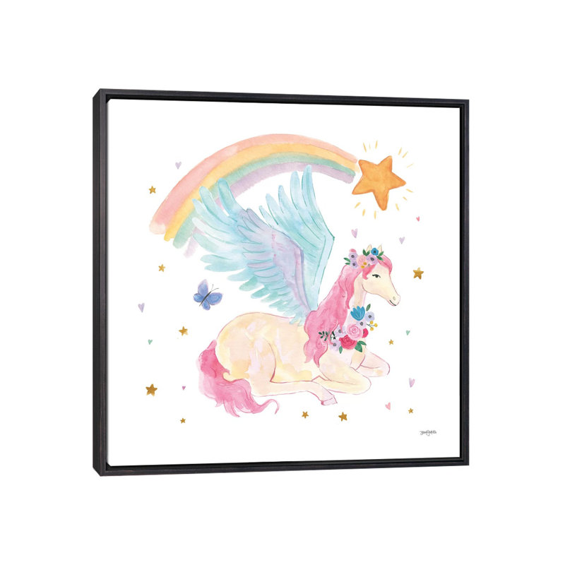 Décoration murale pour enfants Magical Friends II, H 26 po x l 26 po x P 1,5 po, Toile avec cadre noir patiné