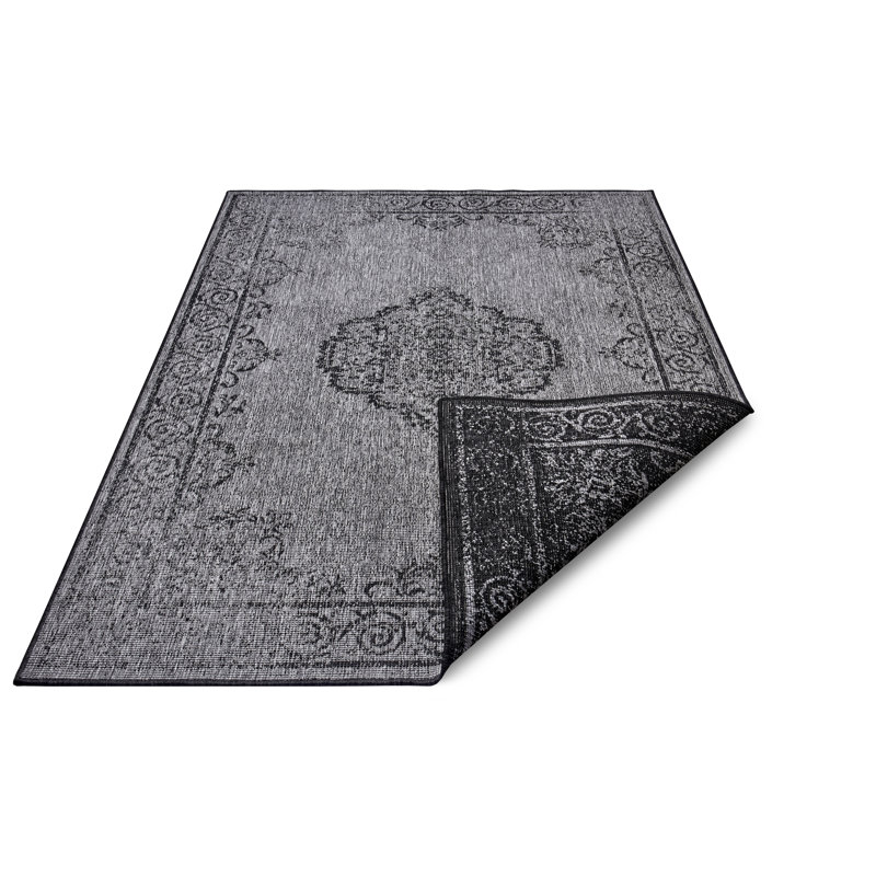 Cebu Flatweave Faded Night Silver Rug, Rectangle 120 x 170cm
