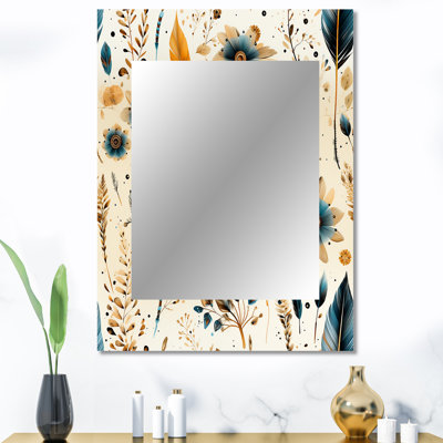 Motif rustique bohème rustique - miroir floral, miroir mural décoratif, art en métal imprimé