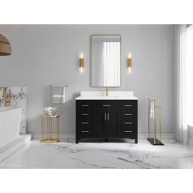 Ensemble de meuble-lavabo simple 48 po, Blanc, Noir