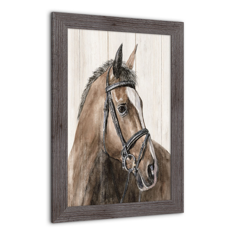 Cheval avec bride, reproduction encadrée, H 24 po x l 16 po x P 0,75 po