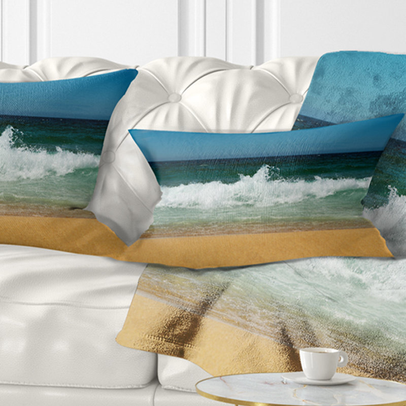 Seashore Beautiful Atlantic Beach Portugal Lumbar Pillow