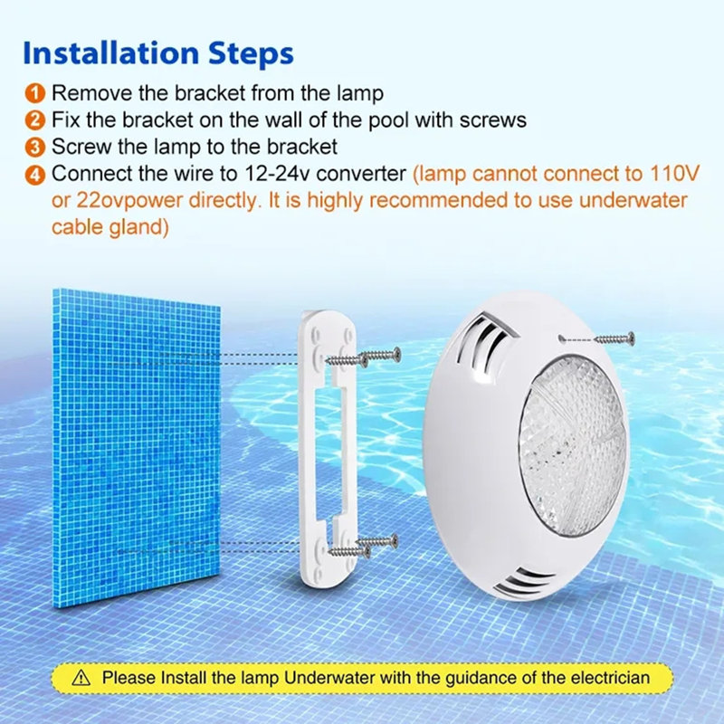 Lumière DEL imperméable pour piscine avec télécommande