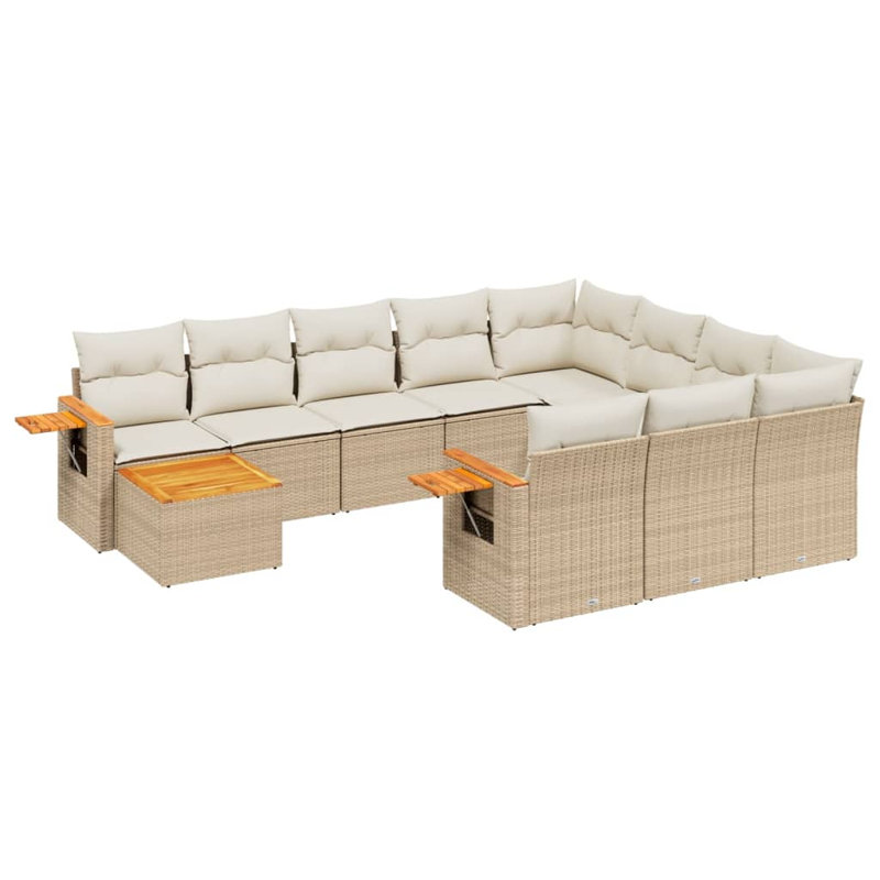 Ensemble de canapé de jardin Vidaxl beige, Coussin crème / structure beige