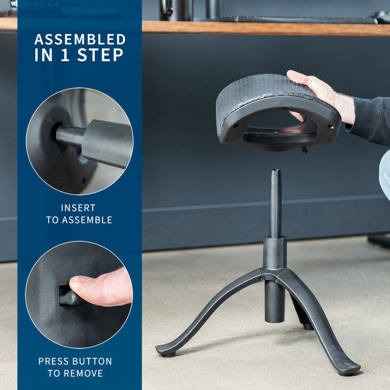 Vivo Height Adjustable Footrest for Desk, Rotatable Under Workstation Ottoman