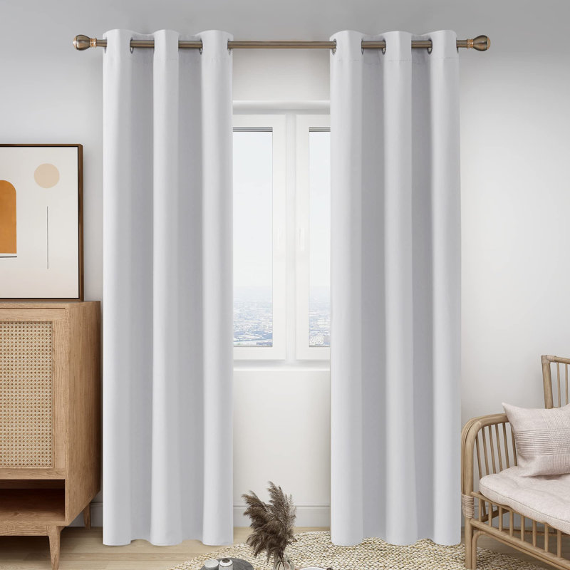 Thermal Insulated Room Darkening Grommet Curtain Panels (Set of 4), Off White, 42" W x 120" L