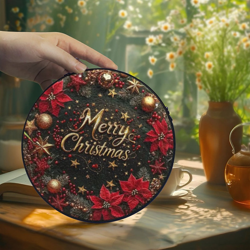 Merry Christmas Wreath Design, 7,8 x 7,8 po (20 x 20 cm)