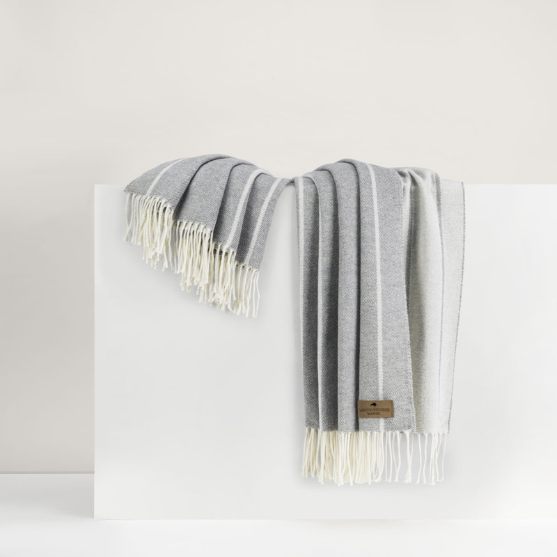 Crystal Blue Fiji Stripe Throw, Light Gray Striped