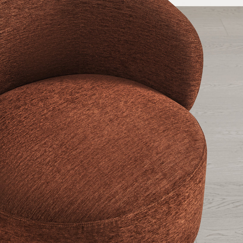 Modern Swivel Barrel Chairs With Wood Base, Red