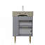 Meuble-lavabo à tablettes ouvertes avec lavabo en céramique, armoire de rangement à tablettes ouvertes sur le côté droit