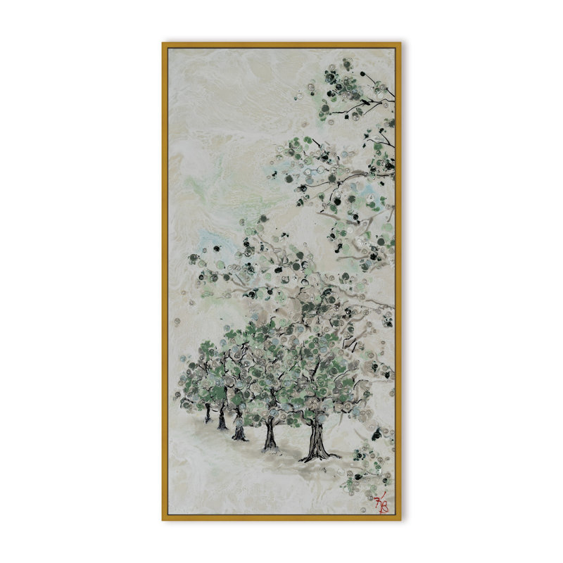 Nature Inspired "Budding Spring" Canvas Wall Art By , 48" H x 24" W x 2.375" D, Framed Canvas, Gold