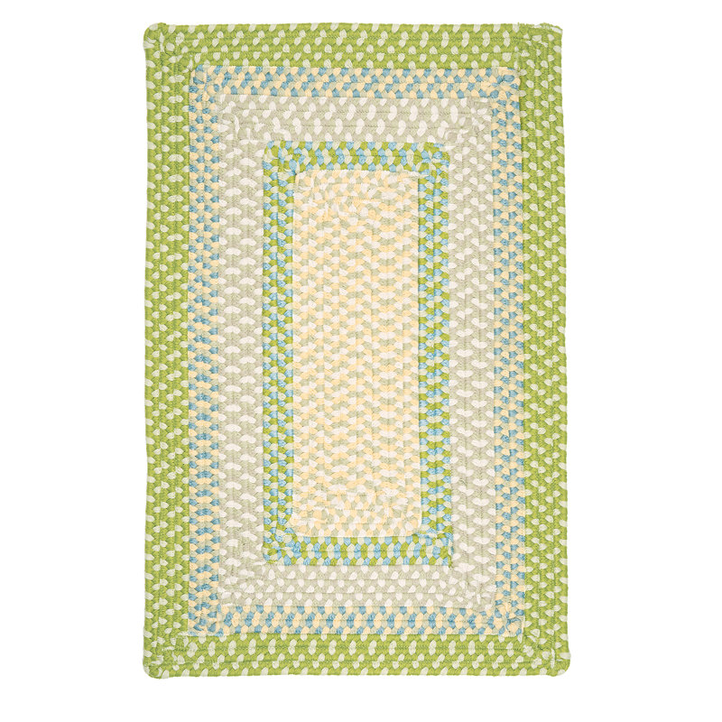 Tapis vert / beige tressé à la main Marathovounos Marathovounos, Rectangle 6 pi x 9 pi