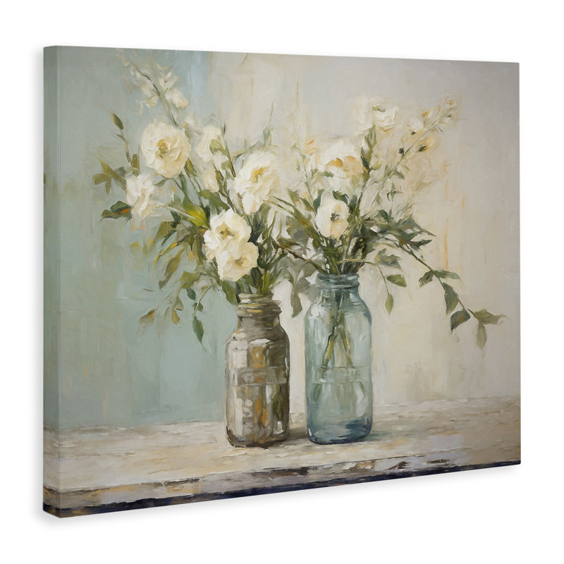Mason Jar Bouquet Canvas Wall Art by Ramona Murdock, 16" H x 20" W