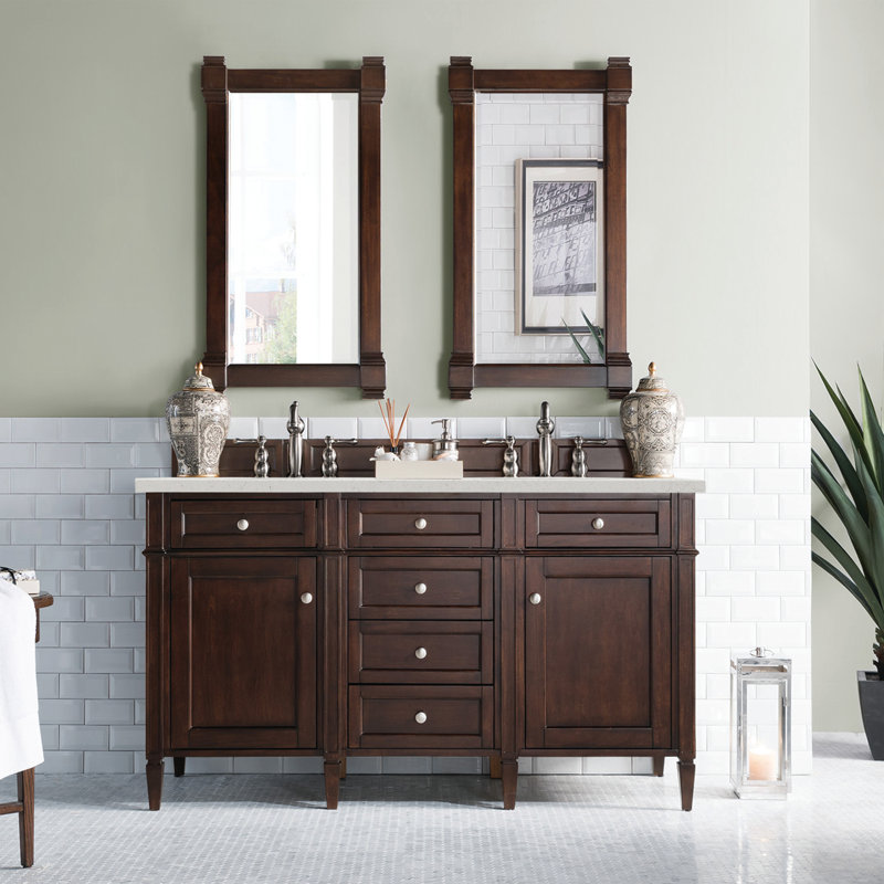Brittany 60'' W Double Vanity, 8" Widespread, Pecan, Siberian