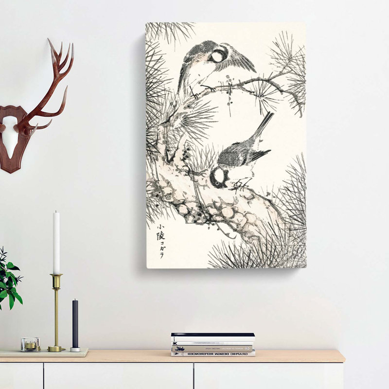 Japanese Willow Tit Birds by Numata Kashu - Wrapped Canvas Print, 91cm H x 60cm W x 3cm D