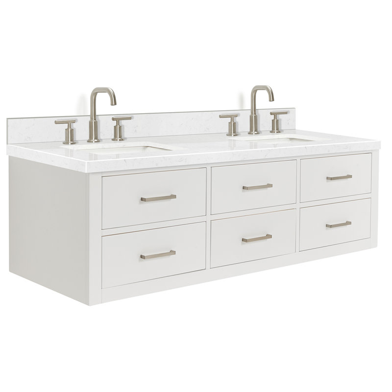 Macolm 72.25'' W Double Vanity, Gray, Brushed Nickel, 60"