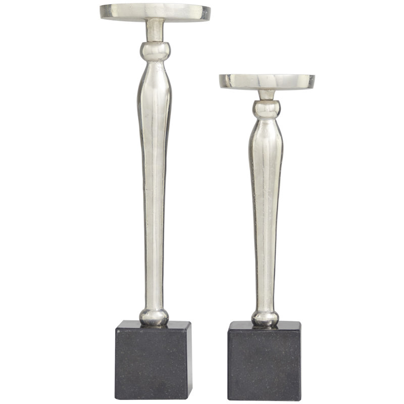 Ensemble de piliers de table en aluminium 2 pièces, Noir / gris