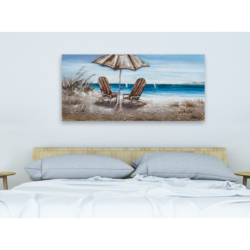 « beach chaises », reproduction de peinture à l’huile sur toile tendue