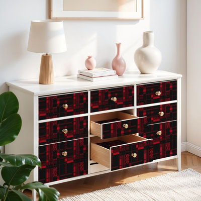 Peel and Stick Wallpaper Contact Paper Black red tartan plaid Scottish seamless from tartan plaid tablecloths Self Adhesive and Removable 17.7in x 118in(45x300cm)