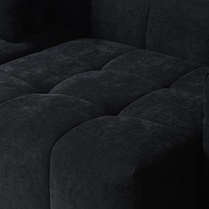 Canapé modulaire 4 places Pixel avec disposition personnalisable et savoir-faire de qualité, Tissu noir
