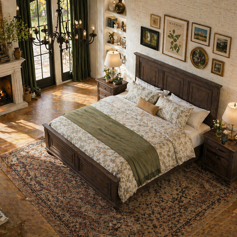 Demint Solid Wood Platform Bed, Queen, Brown