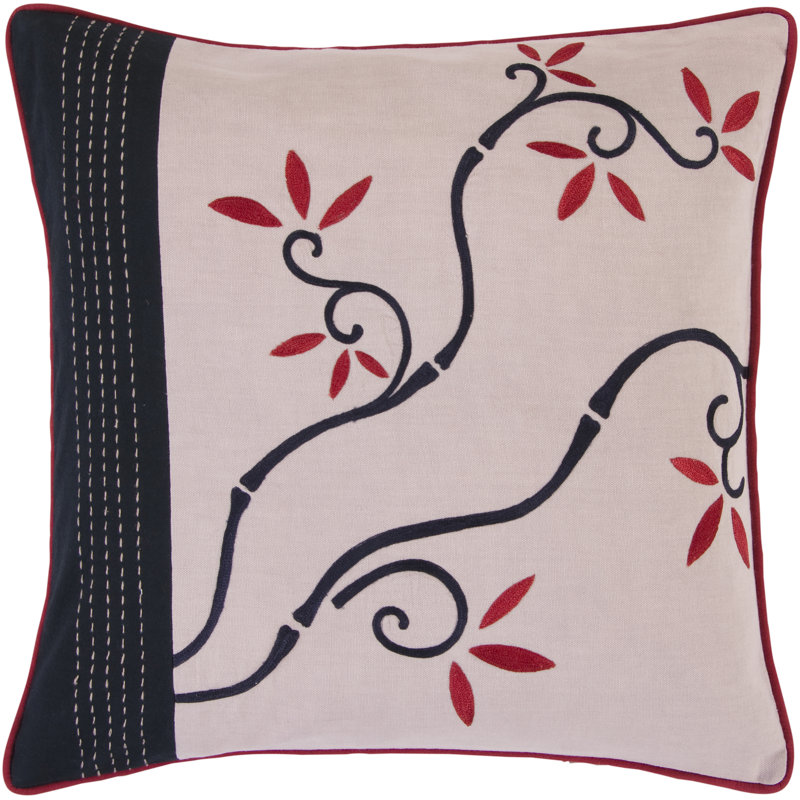 Floral Cotton Throw Pillow, Down