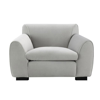 Sero Accent Armchair, Foam Padded Seat, Modern Light Gray Velvet