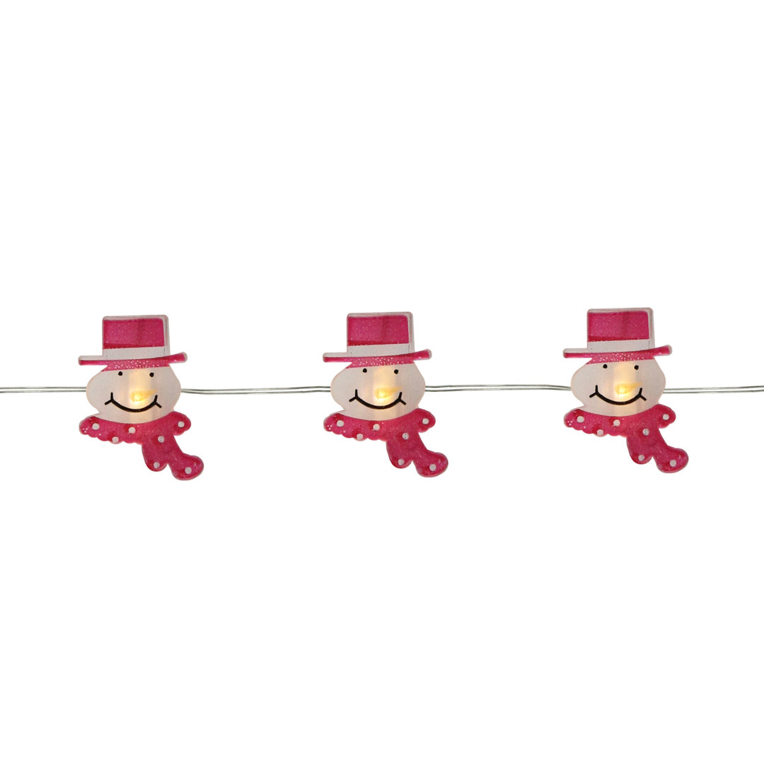 20 Battery Operated White Snowman LED Christmas Lights - 6 ft Silver Wire Northlight Seasonal