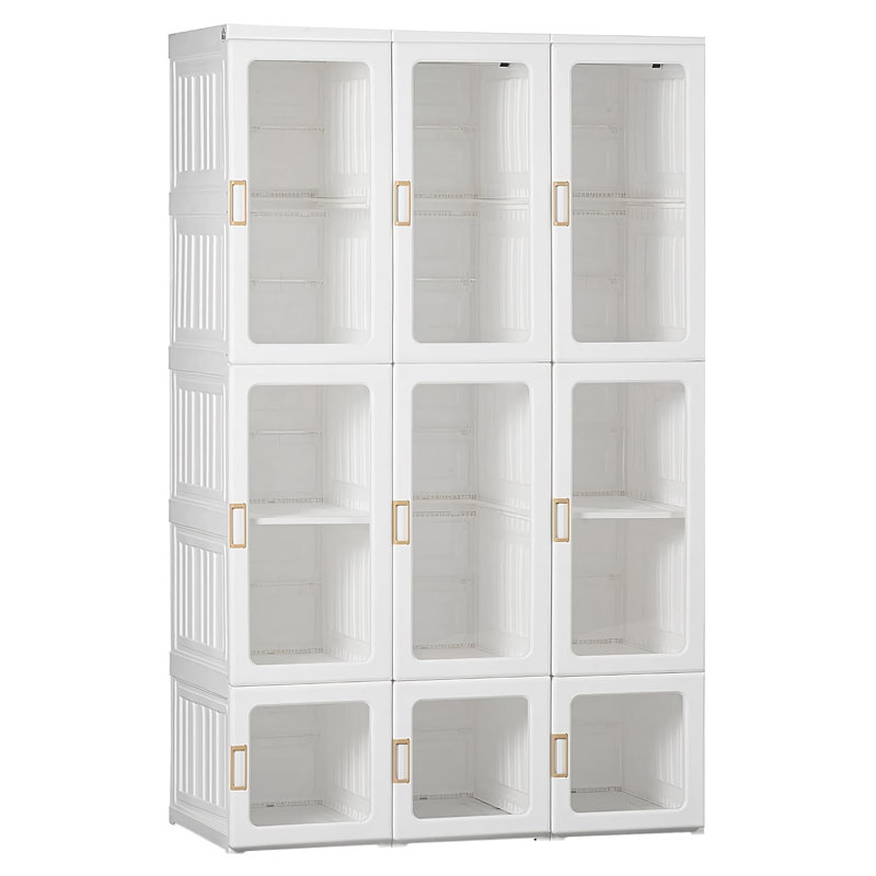 Organisateur de garde-robe pliable Latitude Run® avec portes et crochets magnétiques - 11 portes transparentes (3 crochets)