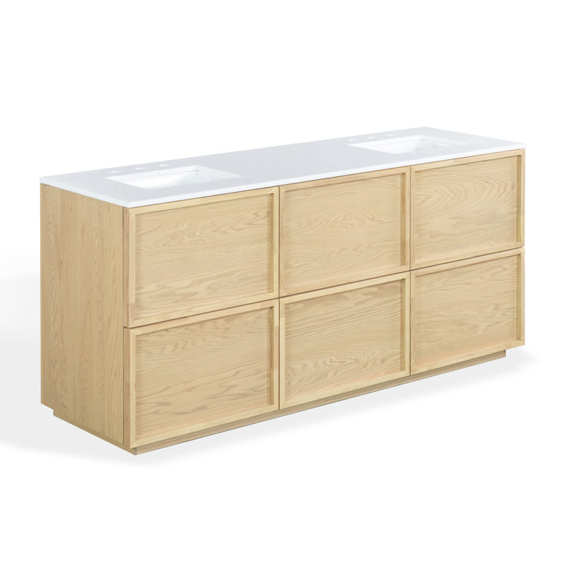 Meuble-lavabo double 72 po Zeus, Naturel