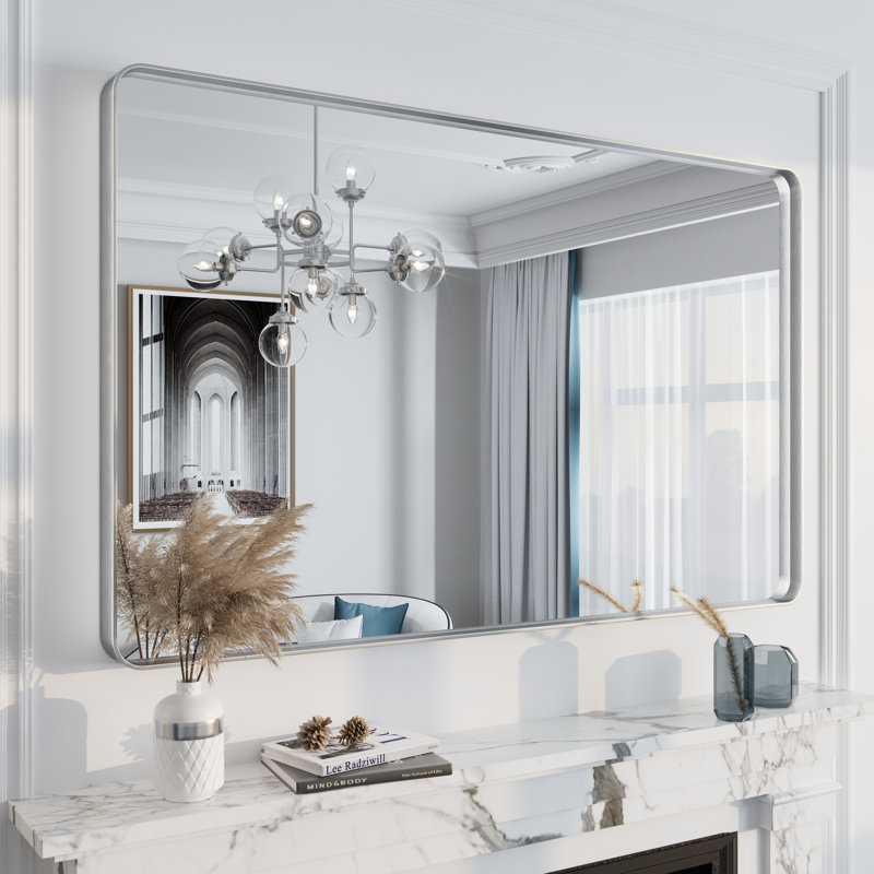 Miroir mural Aevar, 48 po x 30 po, Argent brossé